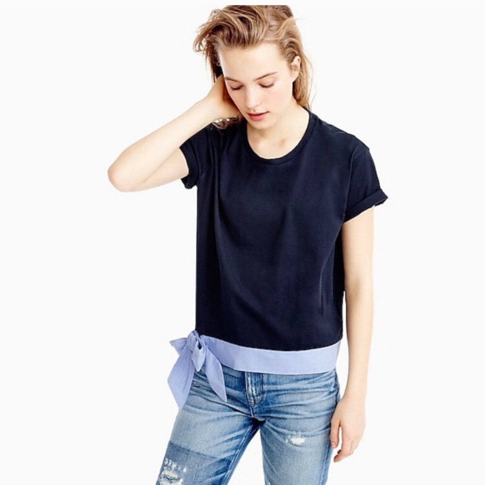 Jcrew navy side tie t shirt
